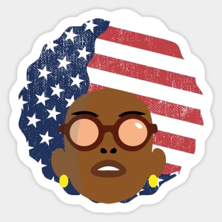 American Flag Afro Girl Sticker